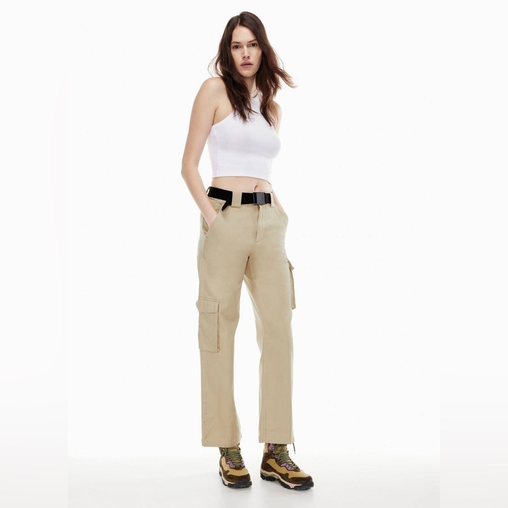 Aritzia TNA Fatigue Olive Green High Rise Cargo Pant Black Belted Size 2XL NWT - Picture 3 of 16